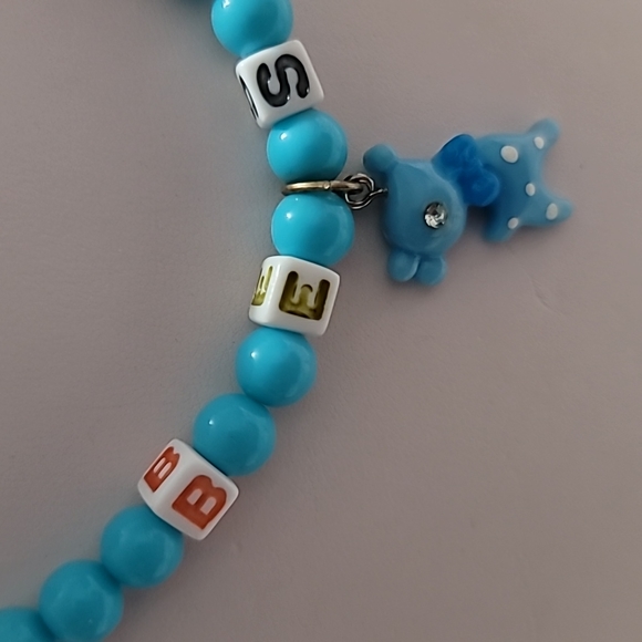 Stretchy Blue Bead Best Necklace with Deer Charm - Picture 2 of 5